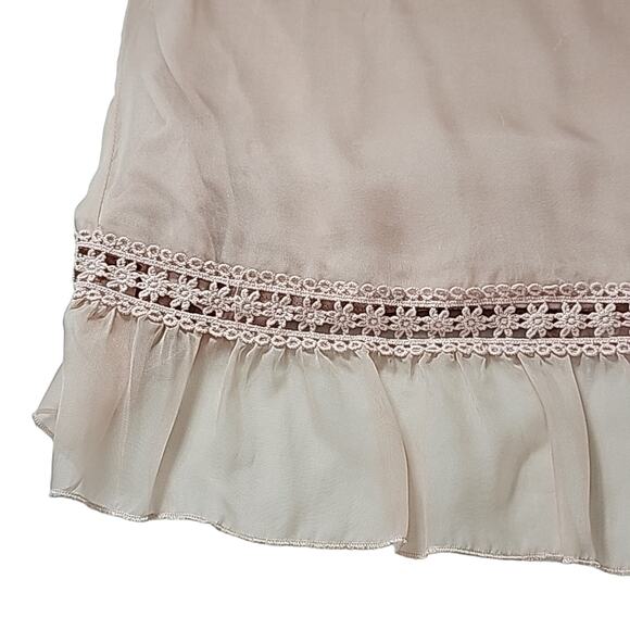 Ali Miles Womens Sz M Pink Fairy Feminine Lace Flowy Peplum Ruffle Top - Picture 7 of 12